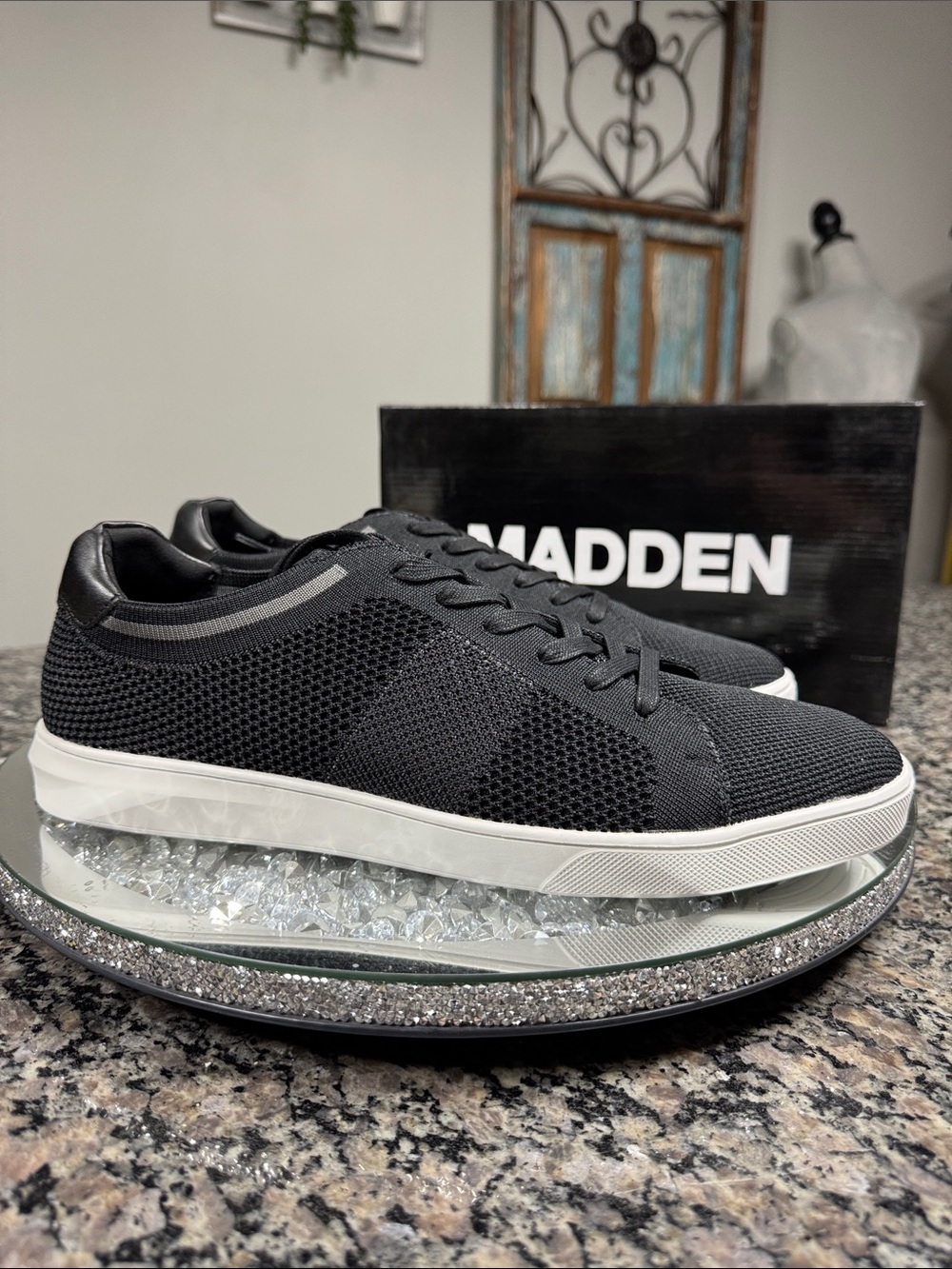 Steve Madden Bathon Men's Black Knit Sneaker NEW 12